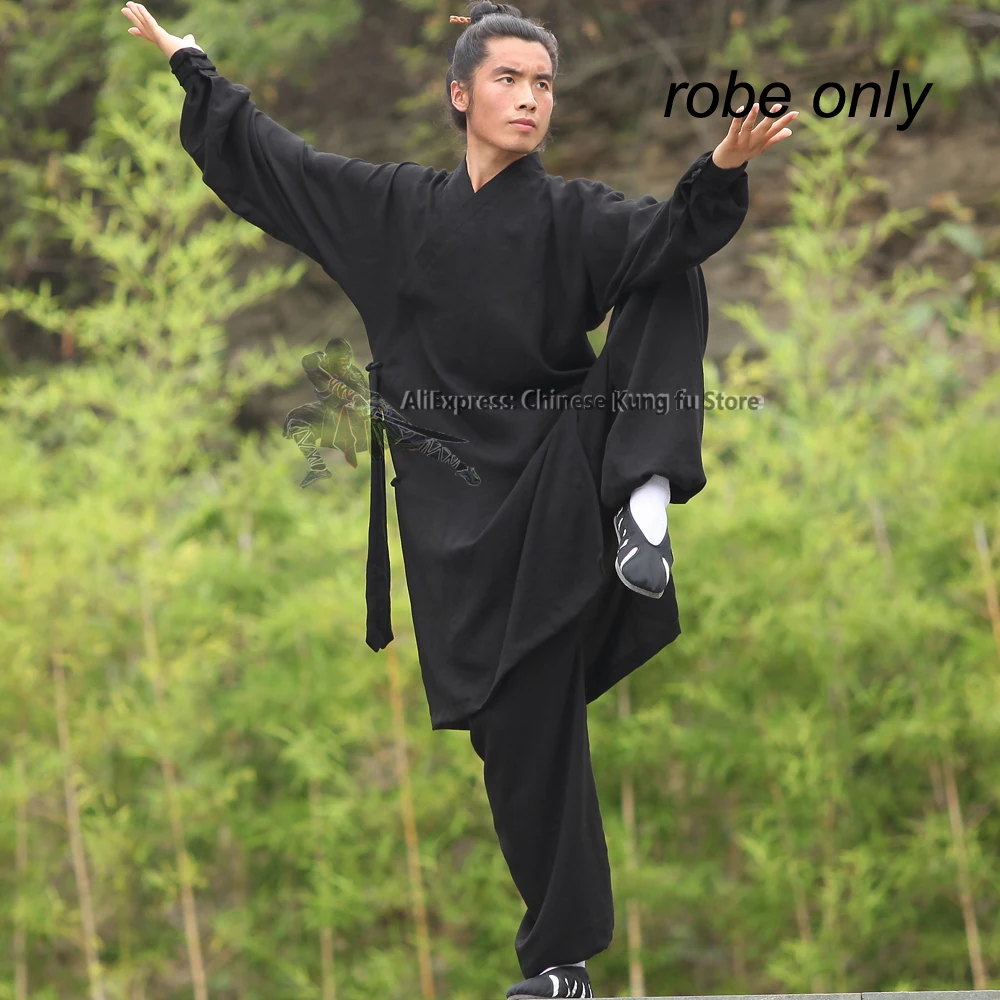 25 Colors Linen Wudang Taoist Shaolin Monk Long Robe Wushu Kung fu Tai chi Uniforms Martial arts Wing Chun Suit 4 Styles