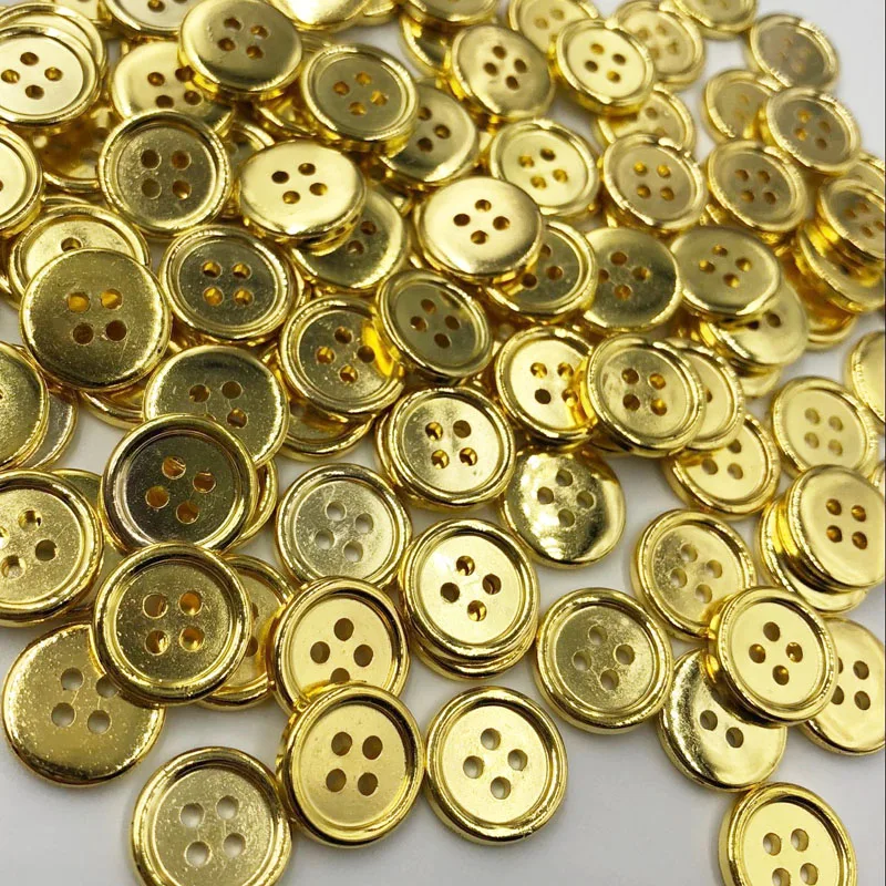 50pcs Argento/Bronzo/Oro di Plastica Bottoni 12 millimetri Mestiere di Cucito 4 Fori PT290