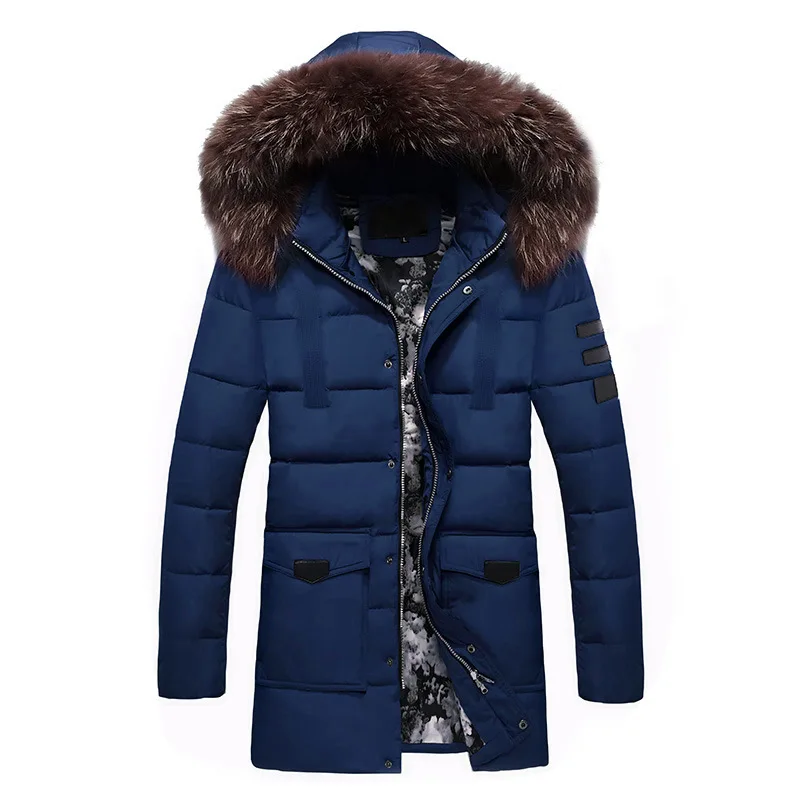 

Autumn And Winter Thick Men's Hooded Collar Mid-length down Feather Cotton-padded Clothes Youth Versatile-Cotton-padded Clot