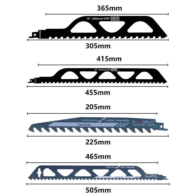 Saber Blades 9''/12''/18''/20'' 2TPI/16TPI/36TPI Jig Saw Blade for Cutting Wood Plastic Pipe Metal Reciprocating Saw Blade