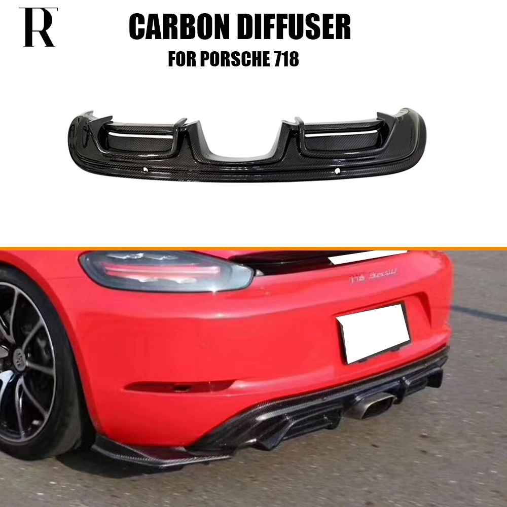 

V Style Carbon Fiber Rear Bumper Diffuser with Side Splitter Apron for 718 Boxster & Cayman 2016 UP