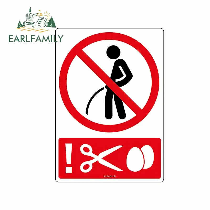 

EARLFAMILY 13cm x 9.2cm for Scissors Prohibit Toilet Car Sticker Anime Waterproof Refrigerator Decoration Car Accessories Decal