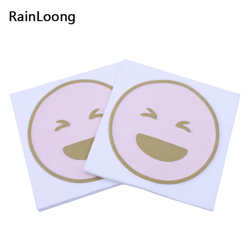 [RainLoong] Print Smile Face Patterned Paper Napkins Tissue For Party Decor Decoupage 33*33cm 1 pack (20pcs/pack)