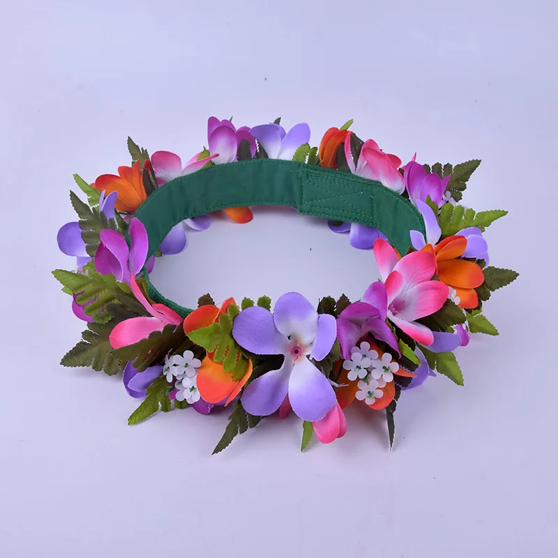 Free Shipping HK0022 25pcs/lot 64CM Artifical Silk Plumeria&Persian leaves Headband Haku Hair Accessories Hawaii Dance Party