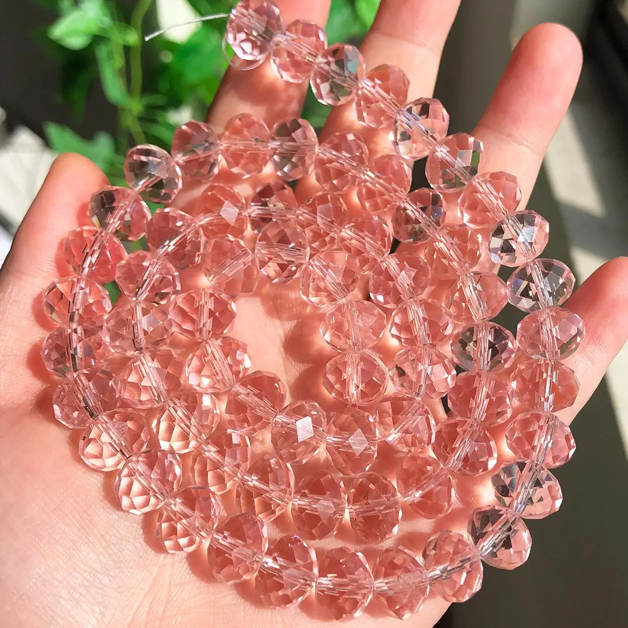 4/6/8/10/12mm Clear Pink Austria faceted Crystal Glass Beads Loose Spacer Rondelle Beads For Jewelry Making DIY Charm Bracelet