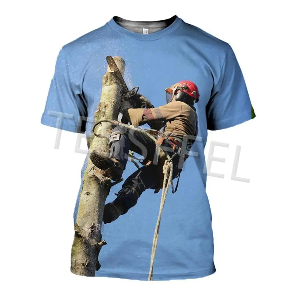

Tessffel 3D Printed Chainsaw Lumberjack Forest Worker Summer Short Sleeve T-shirt For Men and Women Harajuku Clothing No.2
