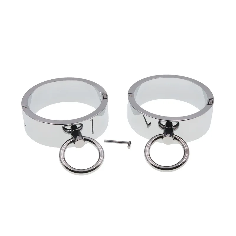 1 Pair Stainless Steel Handcuffs Metal Anklet Foot Cuffs Erotic SM Bondage Adult Game Couple Slave Restraint Sex Toys Men Women