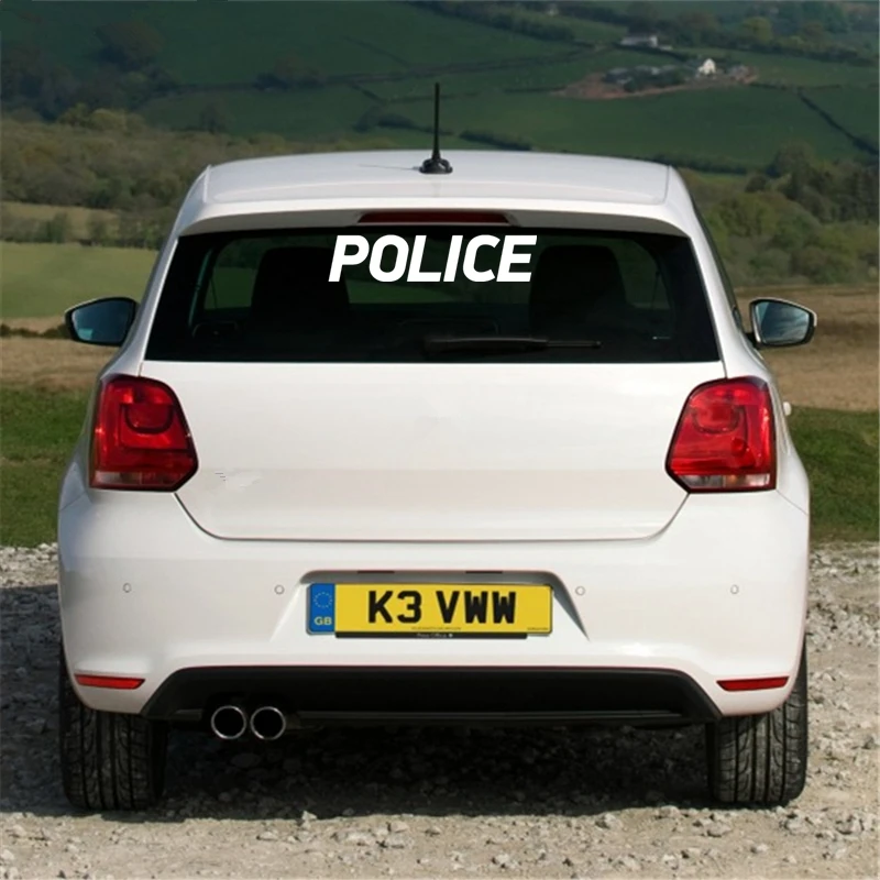 Calcomanía de vinilo impermeable para coche, pegatina de policía con inscripción en varios tamaños, decoración de carrocería, ventana trasera, 40517