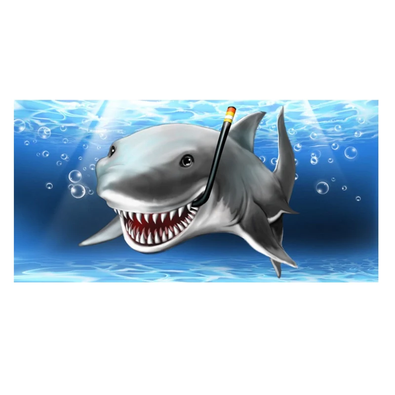 Funny Joke Smiling Shark Beach Bath Towels Novelty Cartoon White Shark Painting Swimming Surf Towel Large Underwater Animal Gift