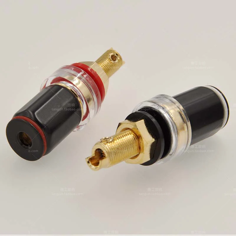 High quality pure copper gold plated speaker amplifier welding-free wire column banana plug socket M8 screw image 4