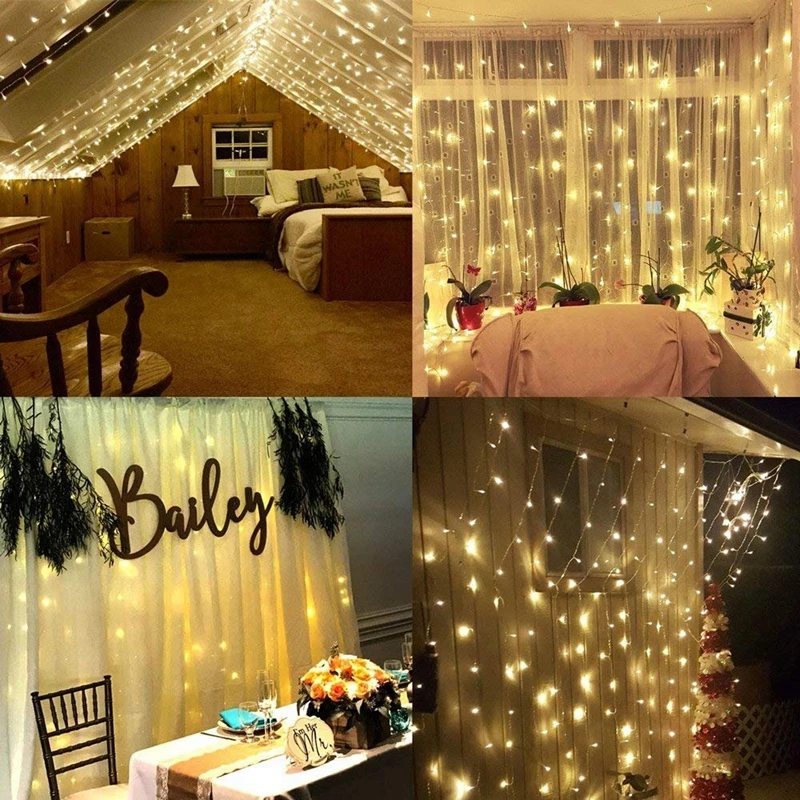 3M*3M 320LED Bulbs Curtain Led Waterfall String Lamps Christmas Xmas Wedding Party Background Home Decorative Lamps