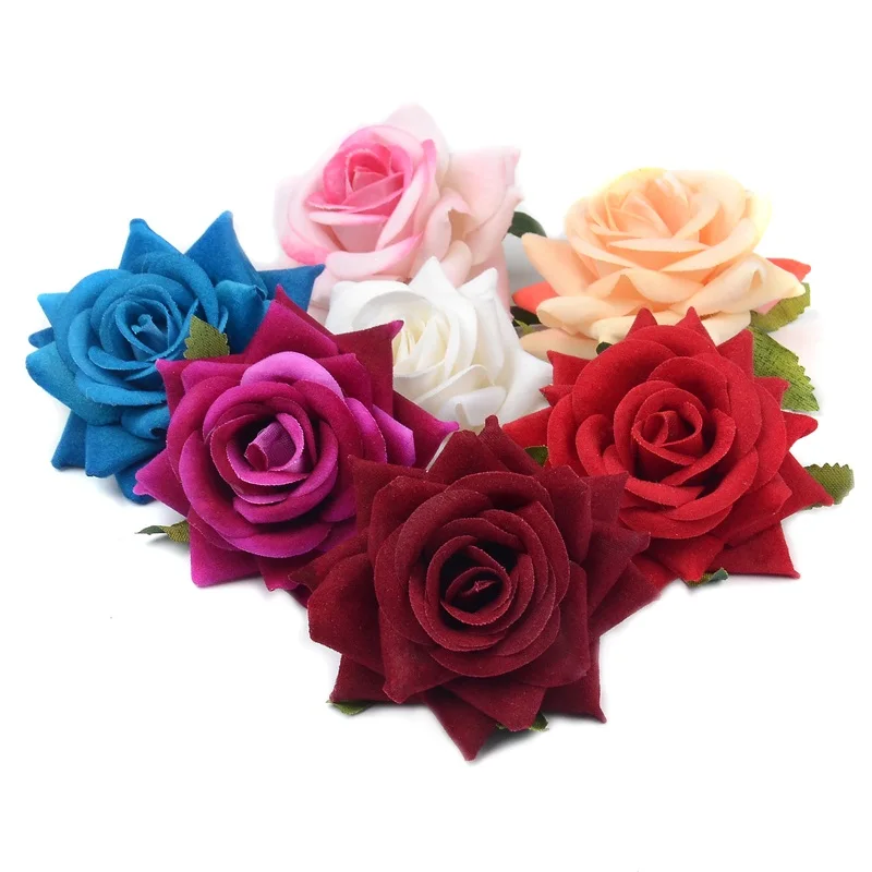 20pcs/lot Cheap Silk Artificial Rose Flower Head For Wedding Party Decoration DIY Scrapbook Simulation Fake Flower Wall Craft