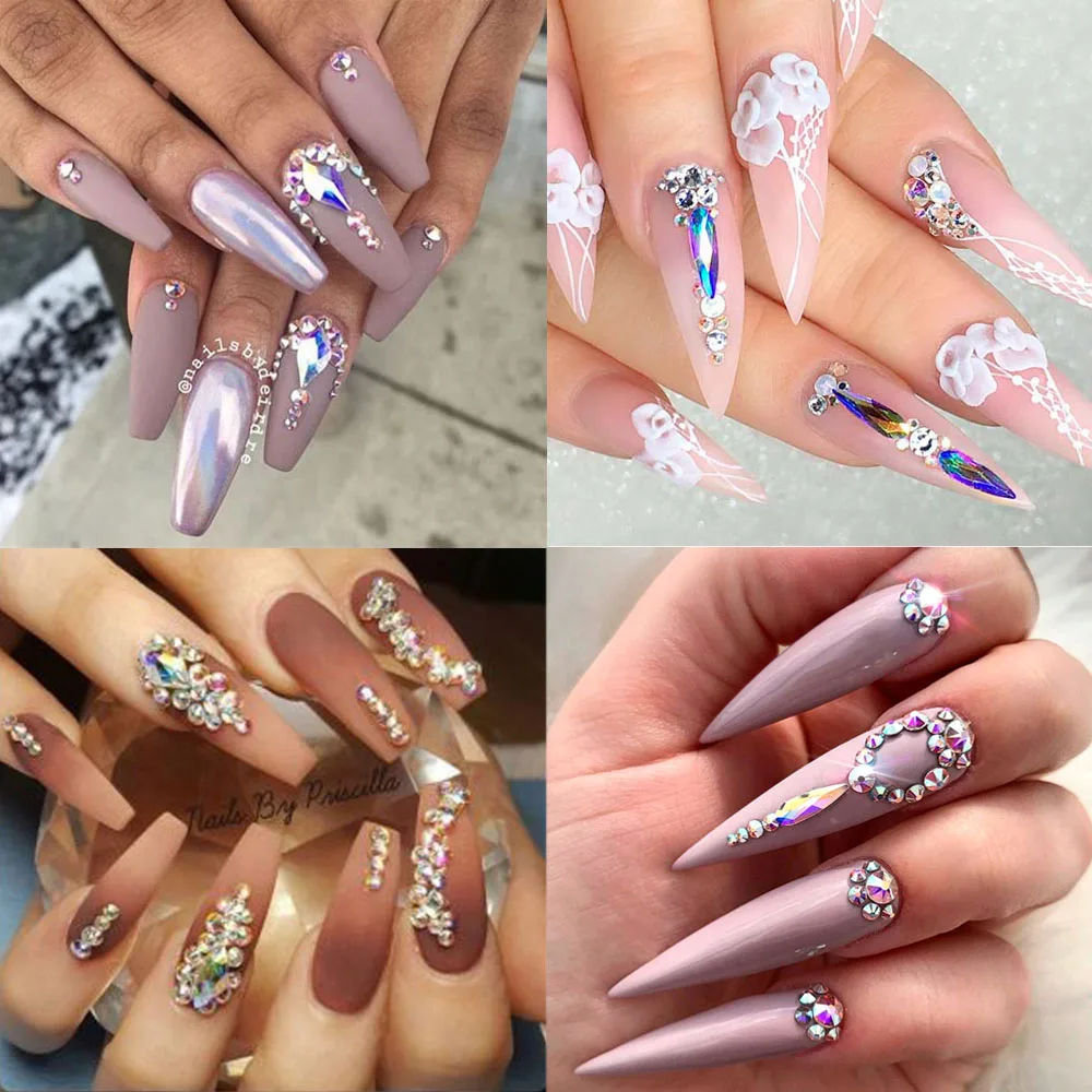 YanRuo 20 adet kristal Mix şekli Rhinestones Flatback Glitter olmayan düzeltme takı yapımı süslemeleri Nail Art tasarım aksesuarları