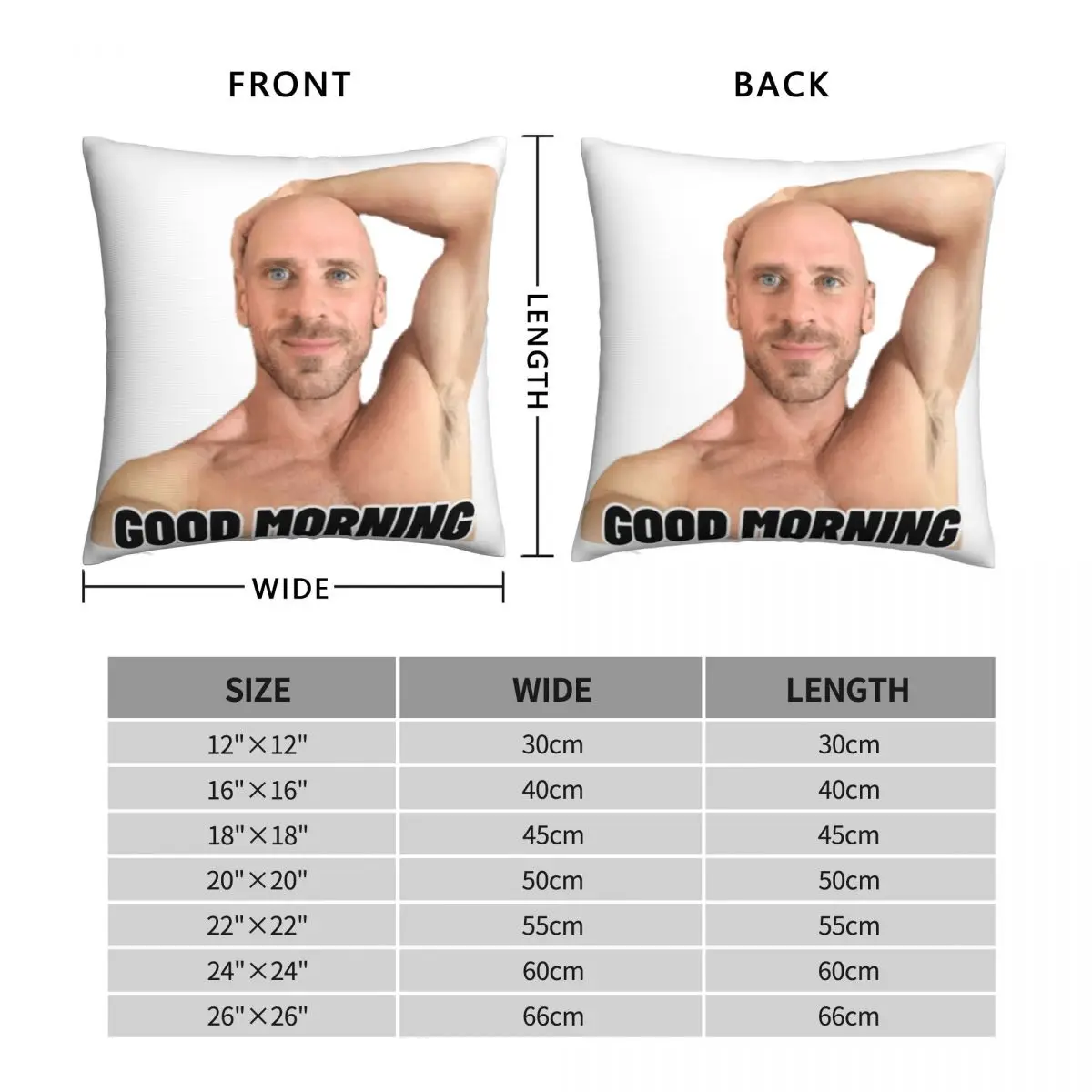 Johnny Sins Good Morning Square Pillowcase Polyester Linen Velvet Pattern Zip Decorative Room Cushion Cover