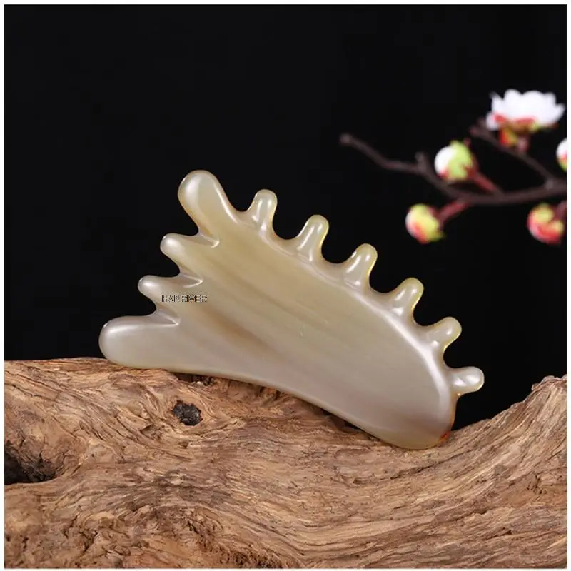 Natural Horn Scraping Gua Sha Massage Board Facial Eye Lifting Wrinkle Removal Acupuncture Spa Beauty Care Tool