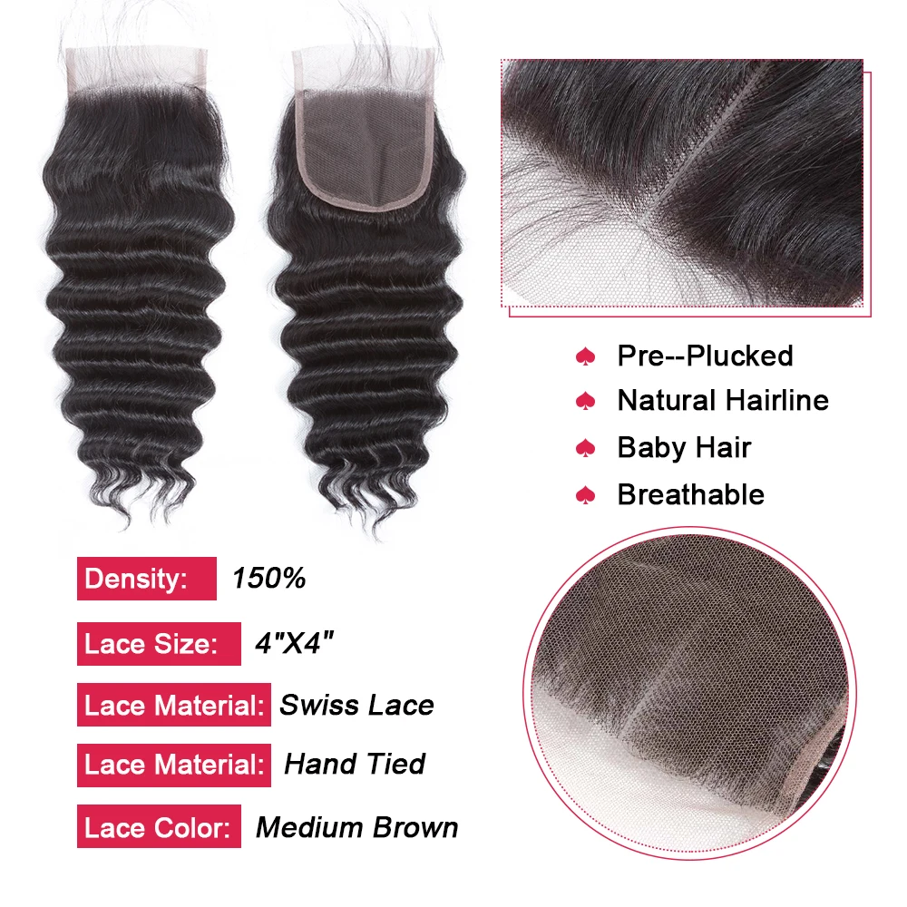 Bundel gelombang besar longgar dengan penutup bundel 3/4 dengan penutup 100% bundel jalinan rambut Malaysia Remy dengan penutup rambut Ratu