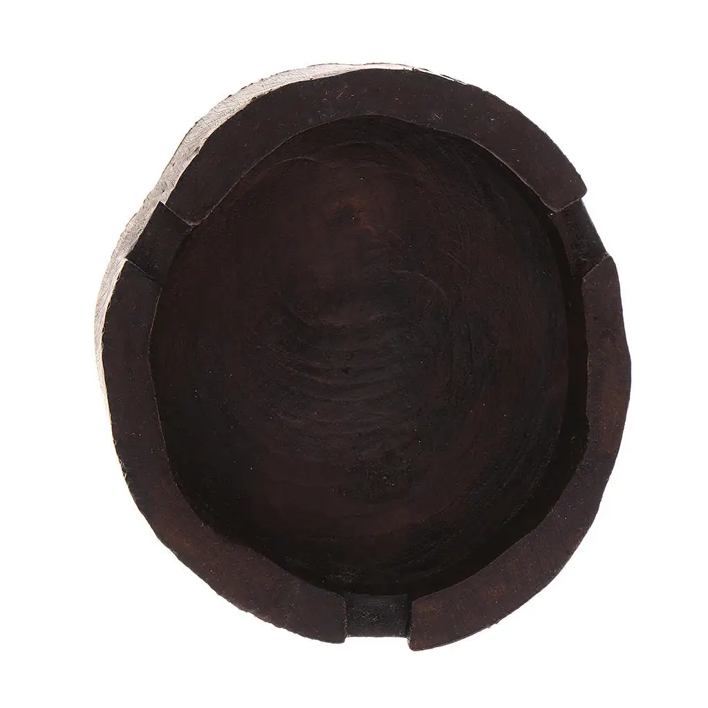 Thailand Style Ashtray Brown Round Wood Handcraft for Cigarette Men Gift Souvenir