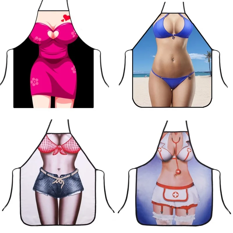 BBQ Cooking Kitchen Black Bib Aprons for Women Men Chef Gifts,1Pc Sexy Funny Novelty Naked Kitchen Cooking BBQ Party Apron