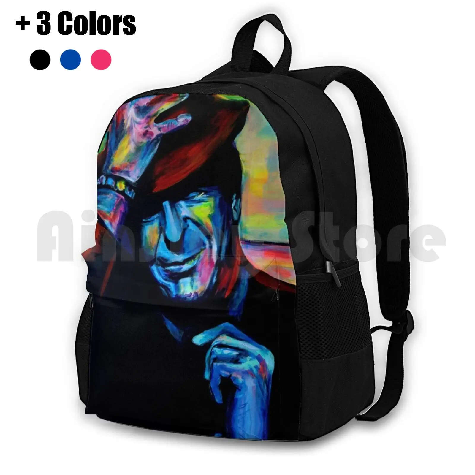 A Thousand Kisses Deep Outdoor Hiking Backpack Riding Climbing Sports Bag Leonard Cohen Montreal Colors