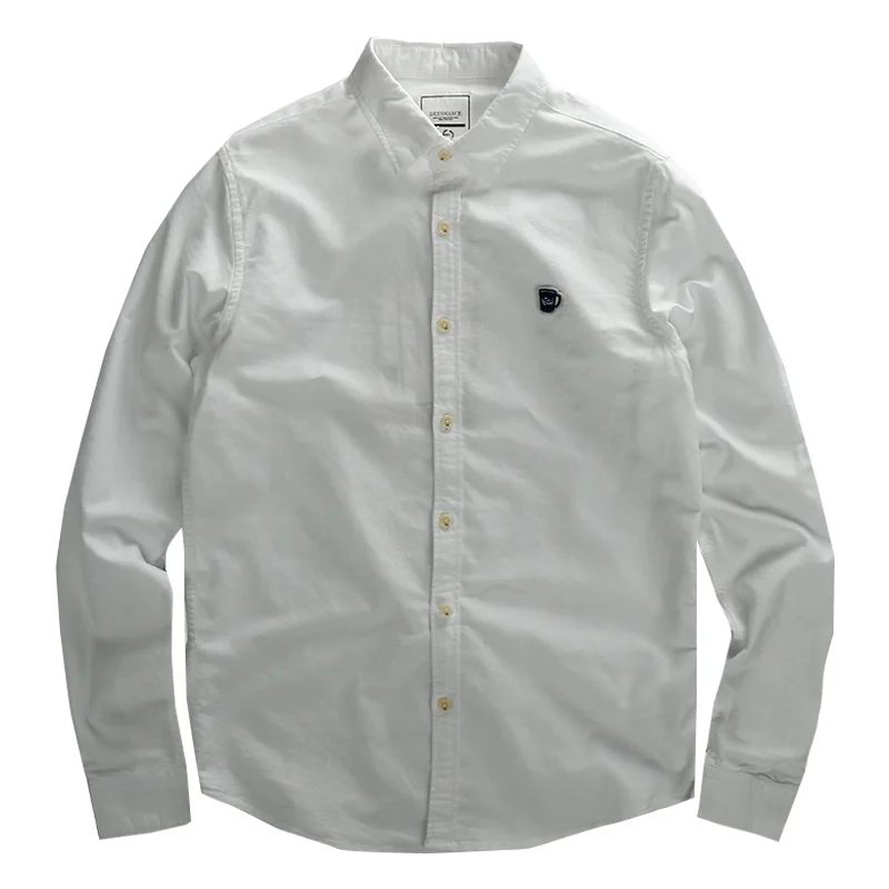 Camisa Oxford de manga larga para hombre, blusa informal Simple de 2021 algodón con solapa, pegatina delgada a la moda, Color sólido, otoño e