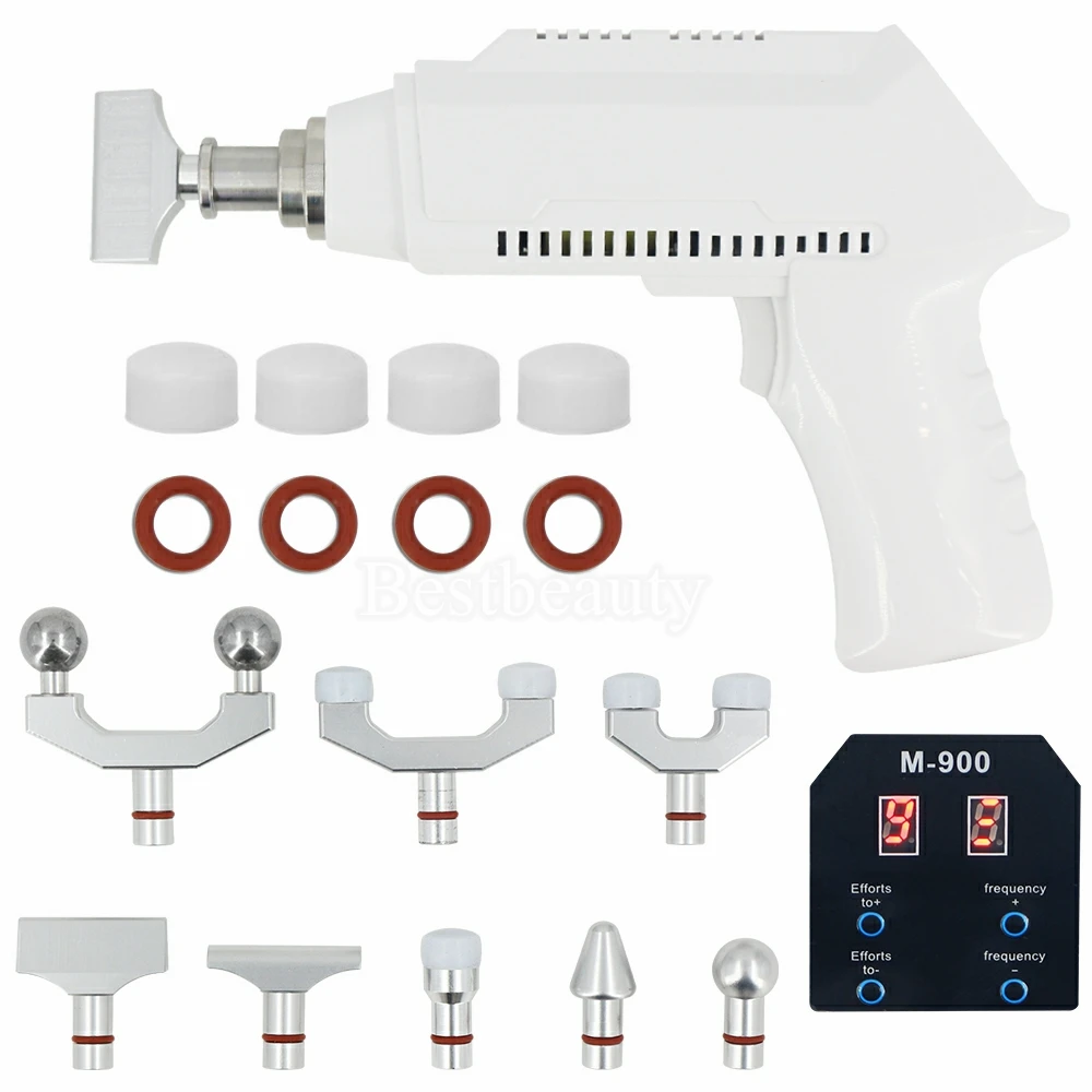 Nieuwe Elektrische Chiropractie Aanpassen Tool 8 Heads Wervelkolom Correctie Massage Gun 900N Verstelbare Intensiteit Therapie Spinale Massager