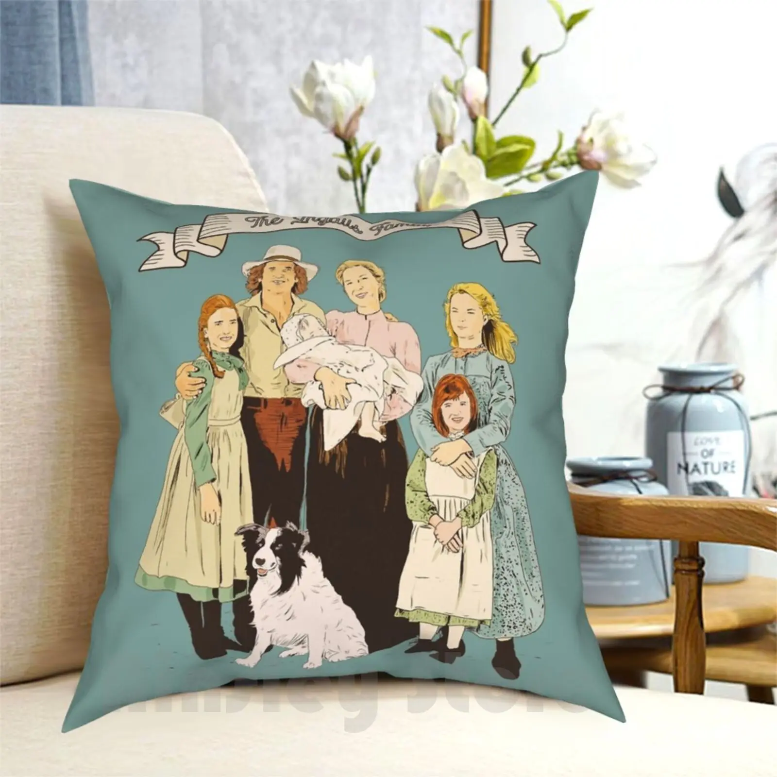 

Colorful The Ingalls Family In The Little House On The Prairie Pillow Case Printed Home Soft DIY Pillow cover The Little