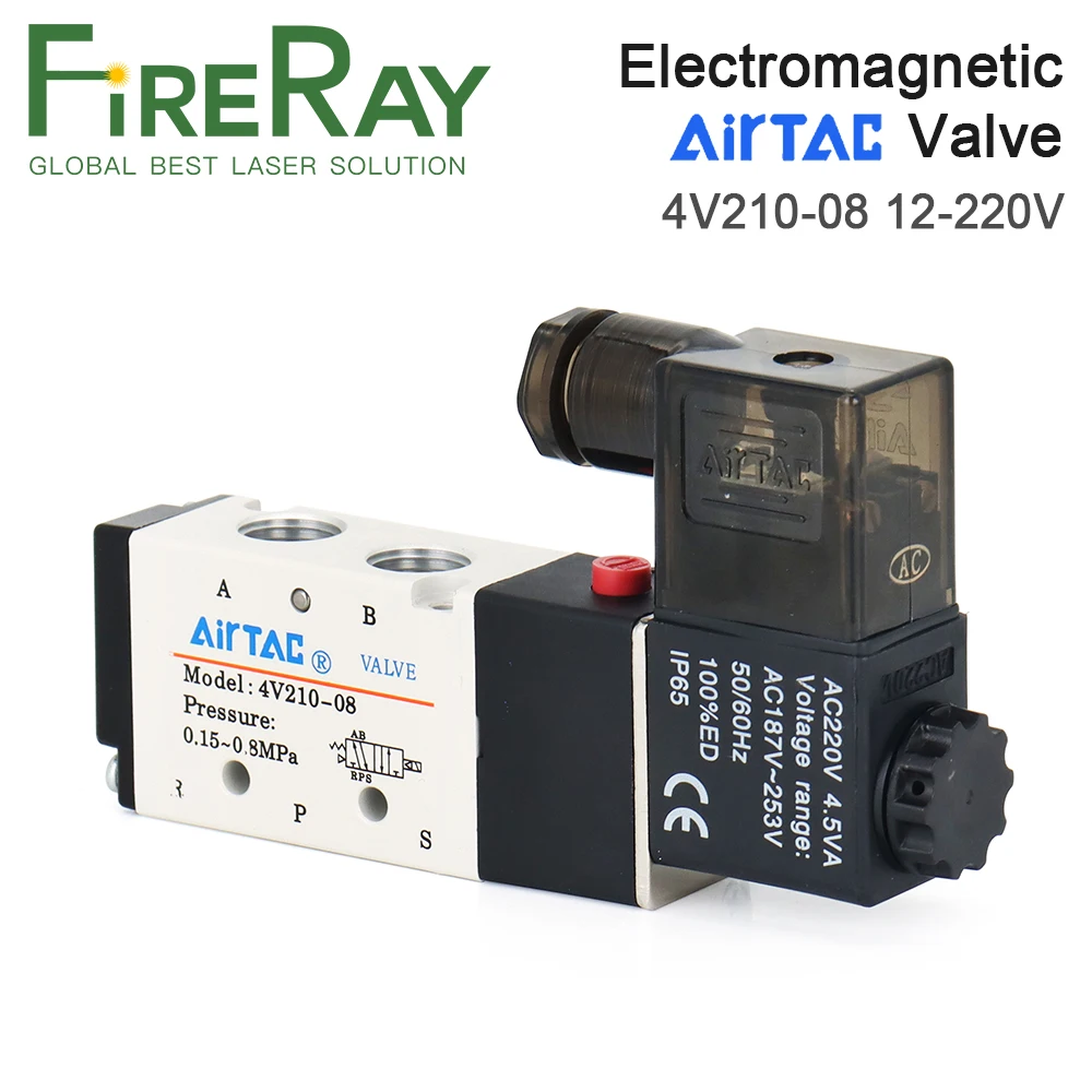 

Original AirTac Pneumatic Electric Solenoid Valve 5Way 2 Position Control Air Gas Magnetic Valve 4V210-08 12V-220V Coil Volt