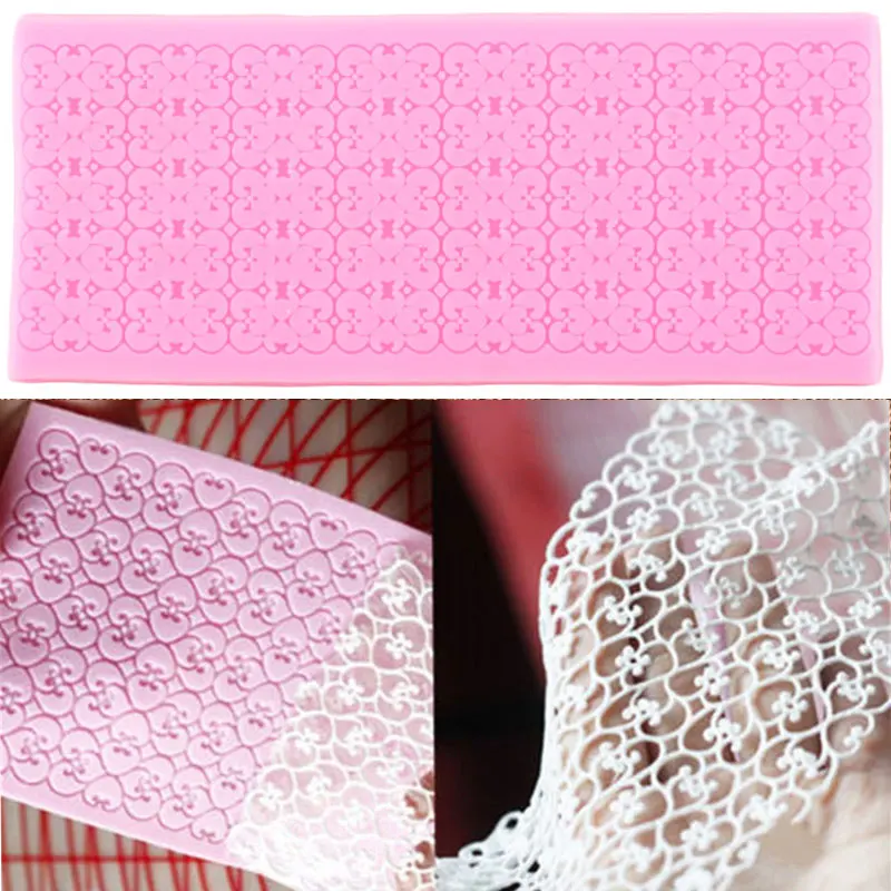 Lace Mat Pad Fondant Flowers Chain Decoration Silicone Mold Surafcraft Tools Bakeware Baking Tools Cake Decorating Lace Molds