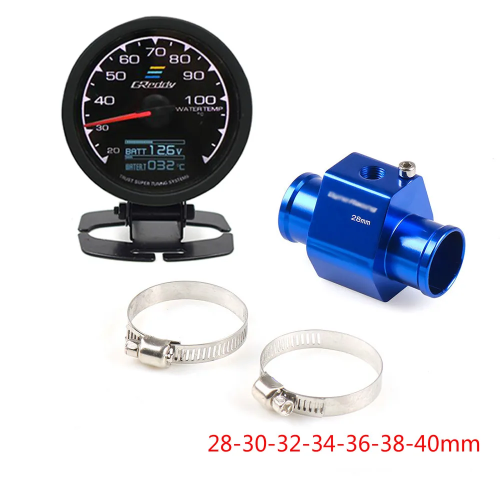 Water Temp Gauge GReddi 7colors LCD Display Car Modification with Water Temperature Tee  turbine boots vacuum oil temp  voltage