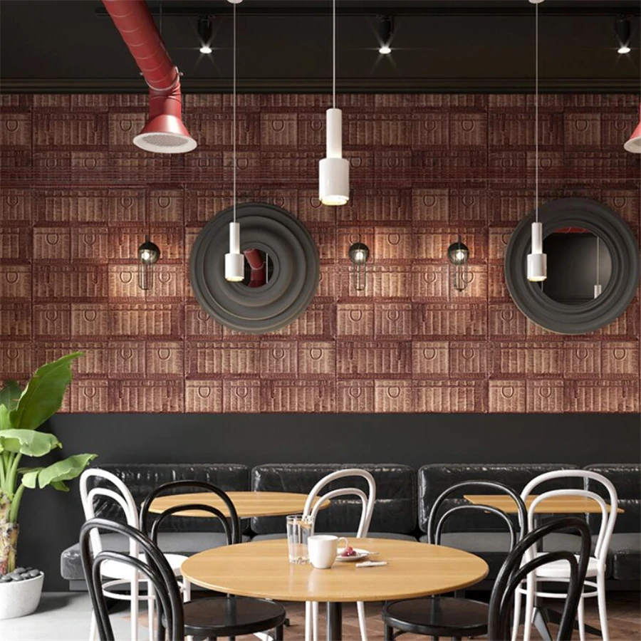 

wellyu Retro metal bamboo woven industrial style wallpaper shop decoration restaurant bar barber shop clothing store wallpapers