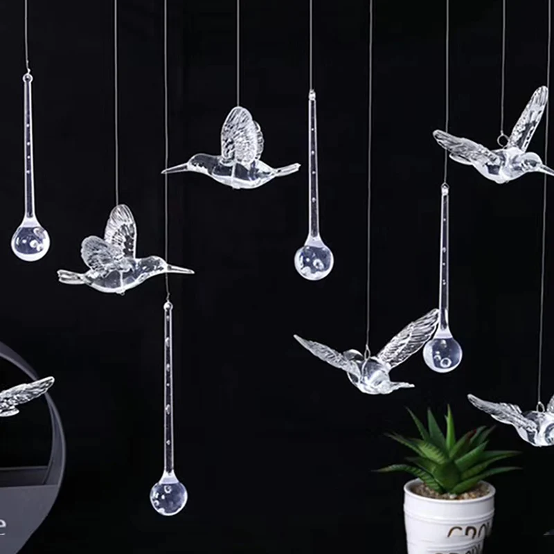 36pcs Acrylic Transparent Hummingbird Drop Wedding Ceiling Home Decor DIY Hotel Stage Props