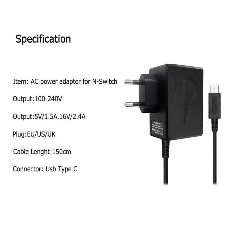 15V 2.6A szybkie ładowanie Adapter AC dla Nintendo przełącznik szybka ładowarka przełącznik do Nintendo Lite stacja dokująca do/kontroler obsługa trybu TV ładowarka