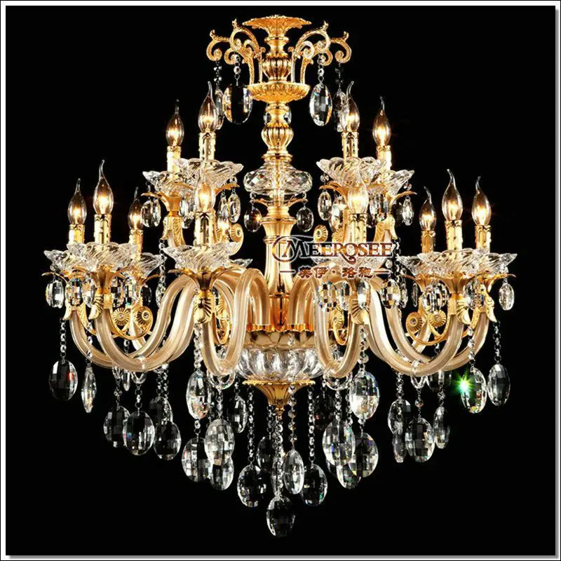 Large Crystal Chandelier Indoor Lighting Modern Pendant Lustre Hanging Lamp 15 Glass Arms Pendelleuchte for Living Meeting Room