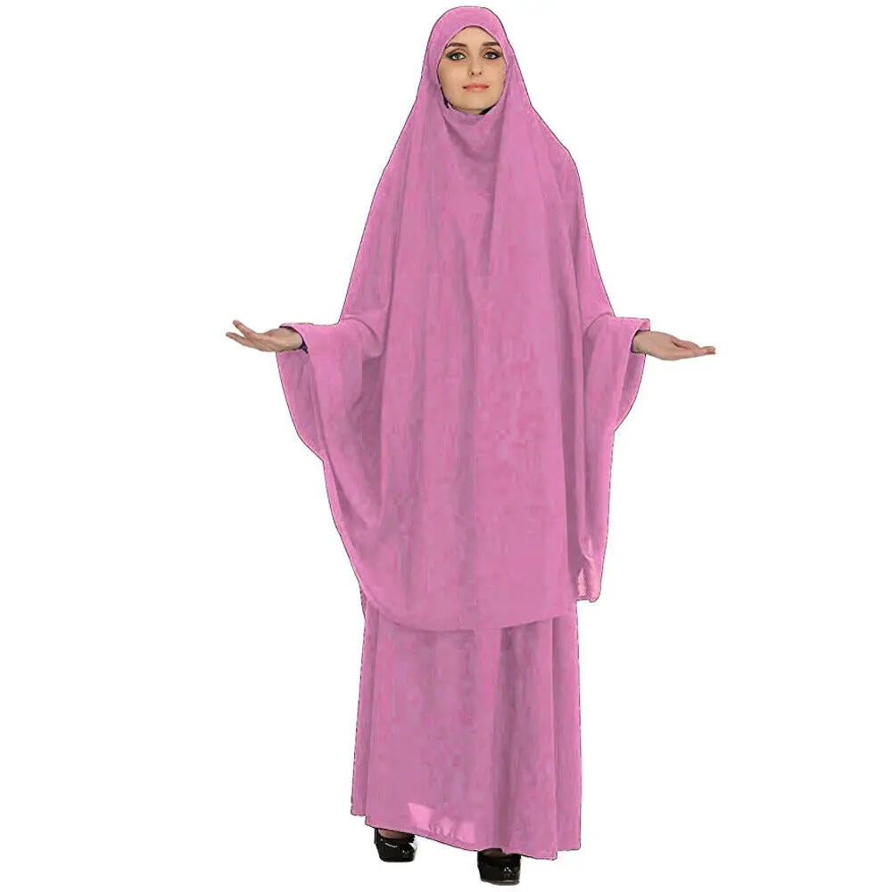 Imagem -04 - Vestido Khimar com Capuz Muçulmano para Mulheres Saia de Tubo Vestuário de Oração Islâmica Eid Ramadan Abayas Burqa Kaftan Manto Árabe Vestido Pcs