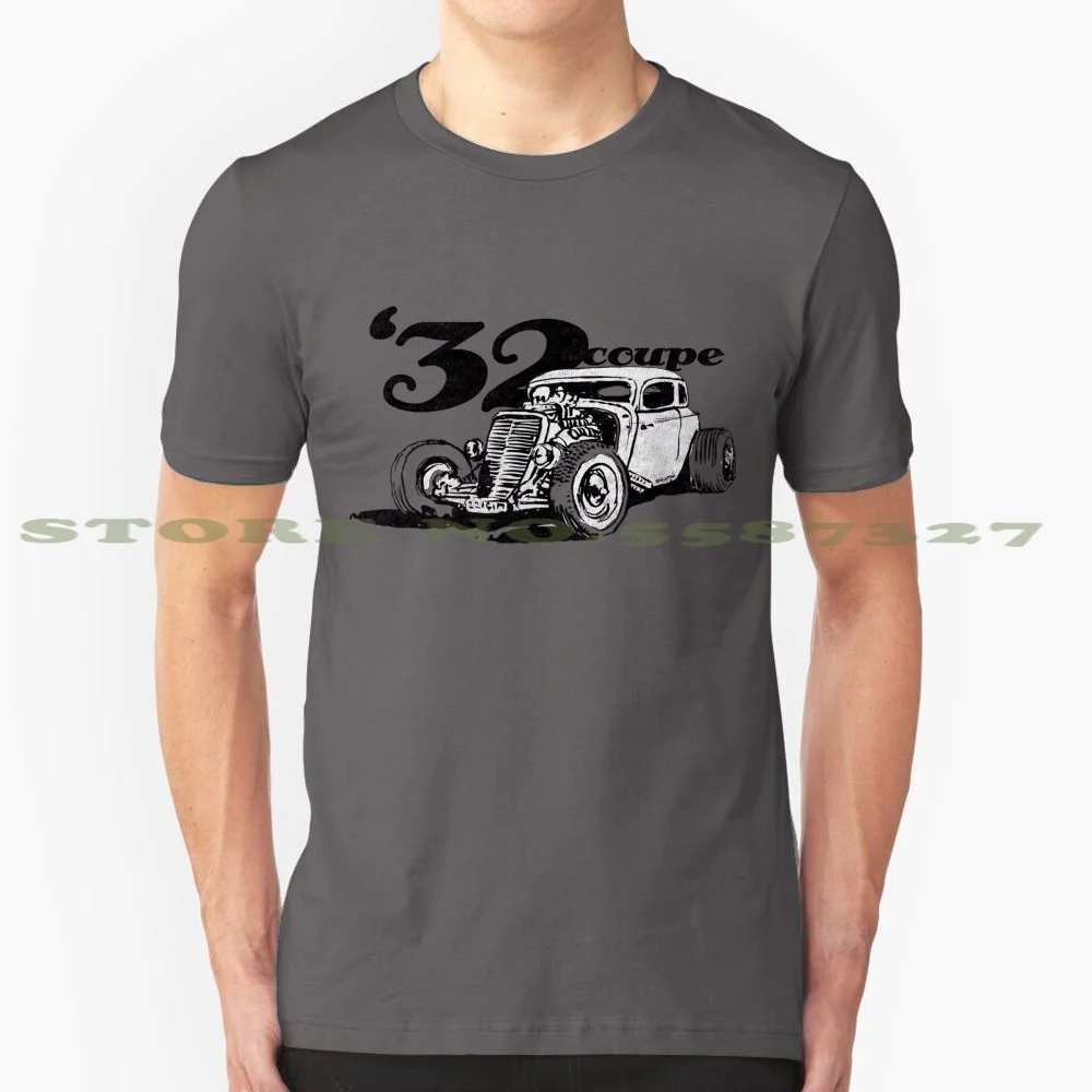 32 Coupe-Vintage White 100% Cotton T-Shirt Vintage Race Hotrod Ratrod Rust Bucket Classic Lead Sled Lowered Gasser Distressed