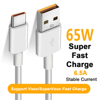 6.5A SUPERVOOC Fast Charging Type-C Cable For OPPO Find X2 Pro Reno 3 Ace X20 X50 Realme OnePlus 8 Pro 7T 7 QC3.0 XIAOMI Mi10 9