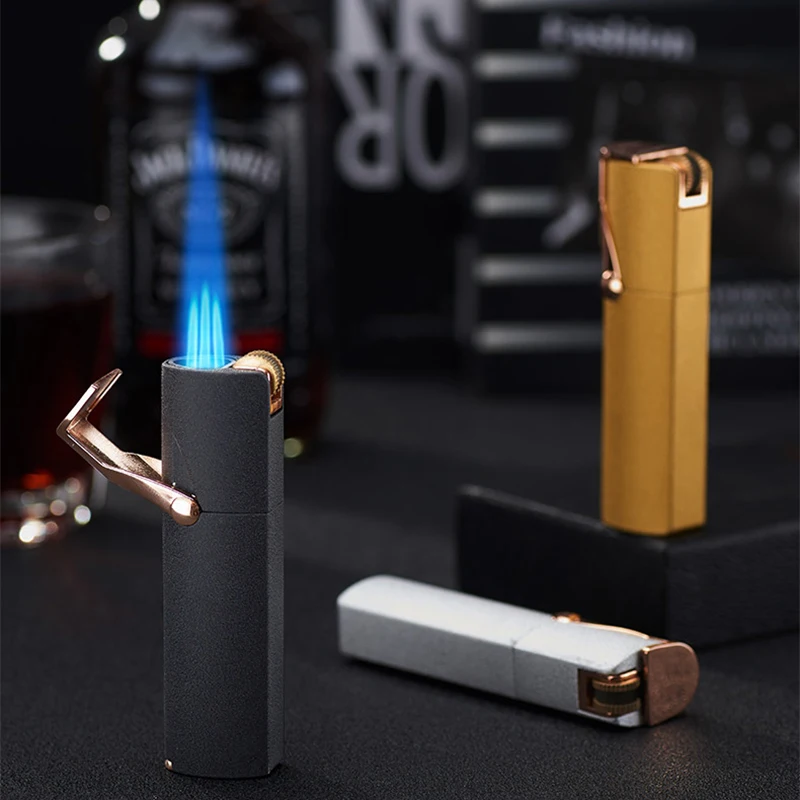 JOBON Upscale Flint Gas Lighters Turbo Lighter Long Fixed Flame Metal 1300C Jet Three Gadgets for Men