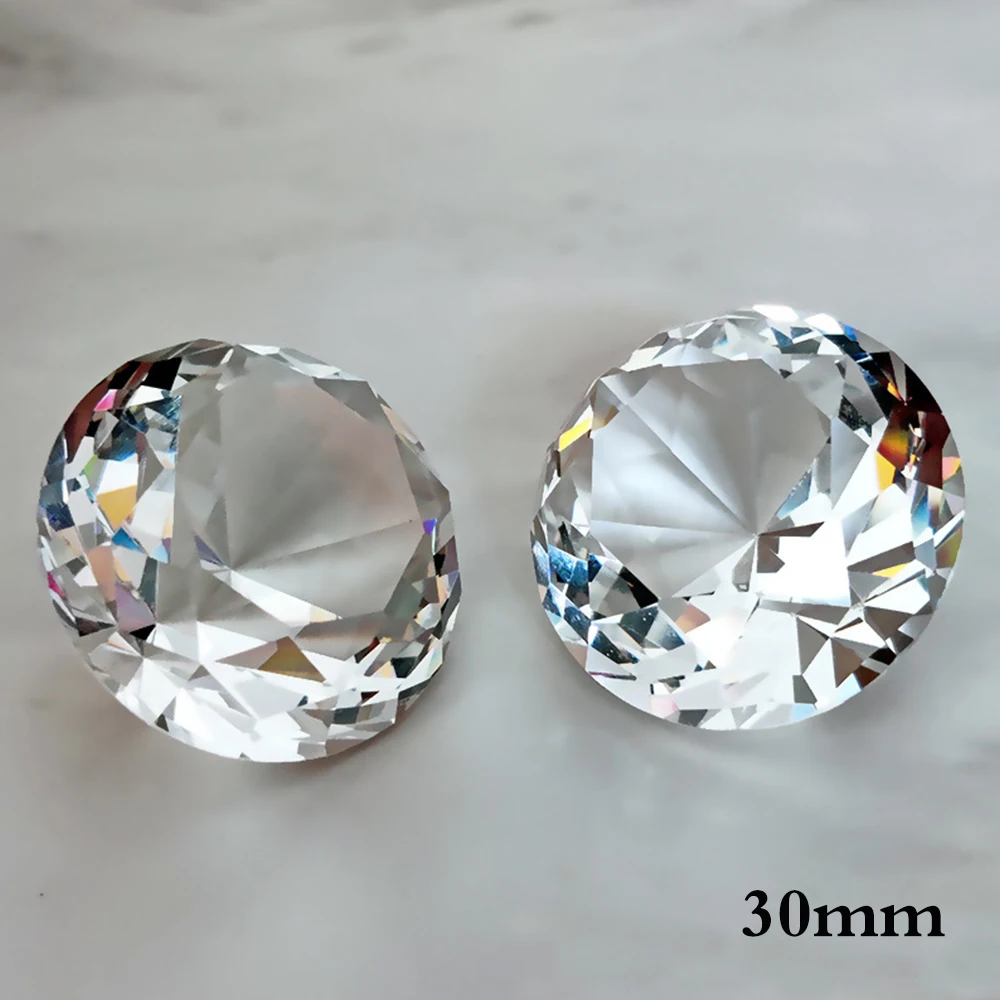 30mm jasny kryształowy diament kształt przycisk do papieru klejnot wyświetlacz ślubna ozdoba świąteczna na prezent