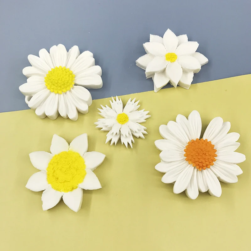 Daisy Flower Shape Silicone Mold Pastry Cupcake Chocolate Soap Candle Bakeware Mould Fondant Cake Sugarcraft Decoration Tool