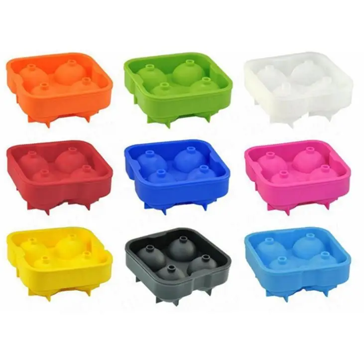 

Ice Cube Ball Silicone 4 Hole Drinking Wine Tray Moulds Brick Round Maker Sphere Mould Party Bar Silicone Ice Hockey Mold SN914