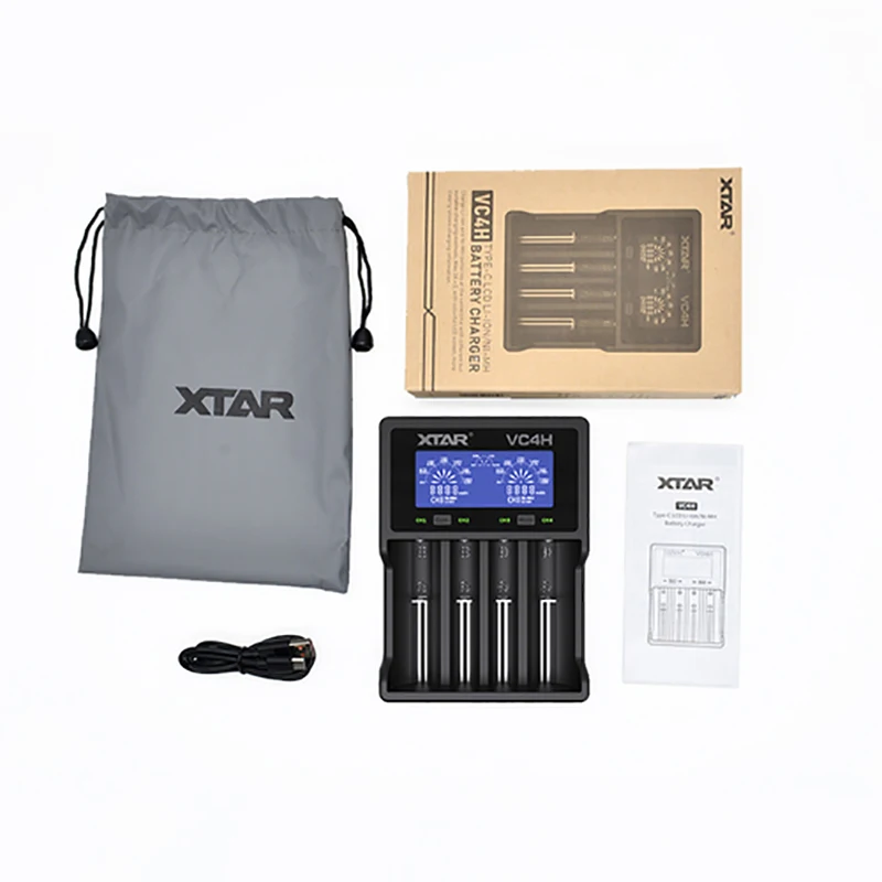 XTAR – chargeur de batterie 18650 USB, Charge rapide, qc 20700, AAA AA 18350, 21700, 26650, 16340, 32650, VC4H