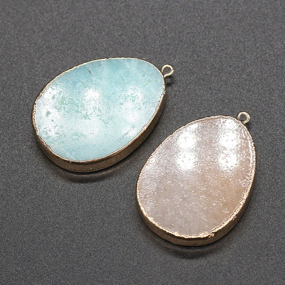 Natural Amazonite Blue Stripe Stone Pendants Water Drop Shape Stone Pendants DIY for Necklace or Jewelry Making Size 30x45mm