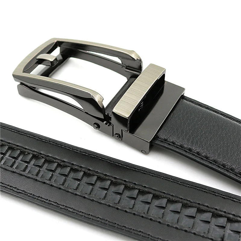 3.1cm Width Thin Designer Men Belt Cow Genuine Leather Men\'s Automatic Buckle Belt for Jeans Black White Blue Yellow Red Brown