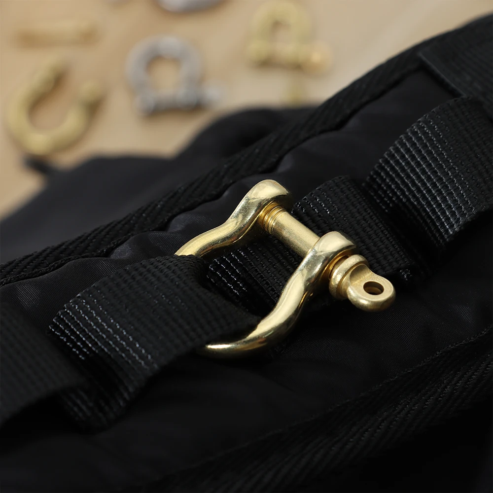 Stainless Steel Shackle Fob Buckles Keychain Hook Key Ring D Bow Staples Solid Brass Carabiner