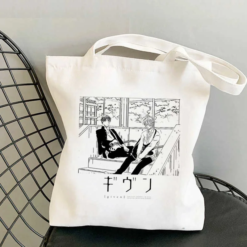 Japanese Anime Given Print Shopper Bag Shopping Bags Handbags Canvas Bag Shoulder Bag Casual Women High Capacity Eco Bag