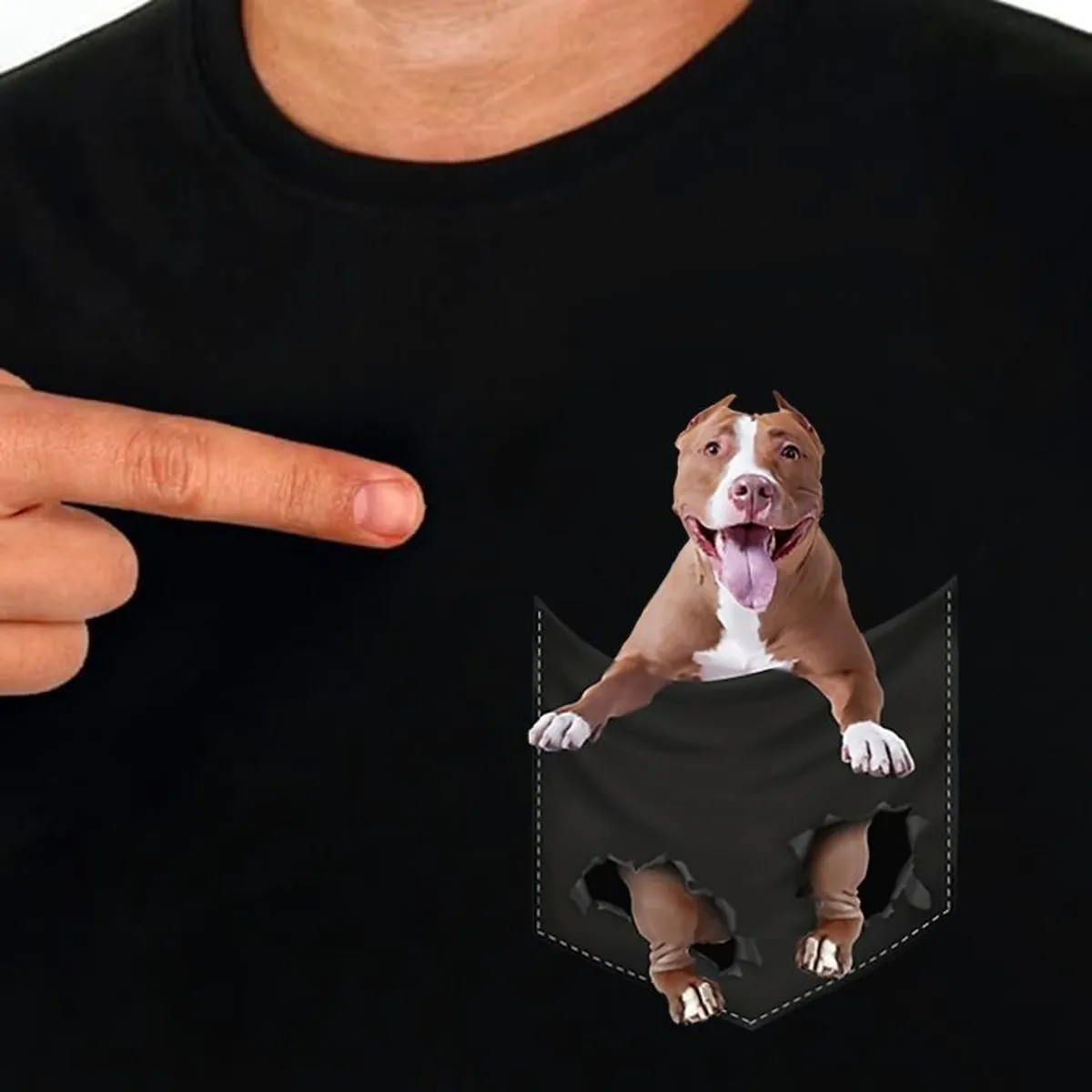 Cotton T-Shirt Fashion Brand Summer Pocket Bull Terrier Printed T-shirt Men Women Casual T-Shirts Hip Hop Tops Funny Cotton Tees