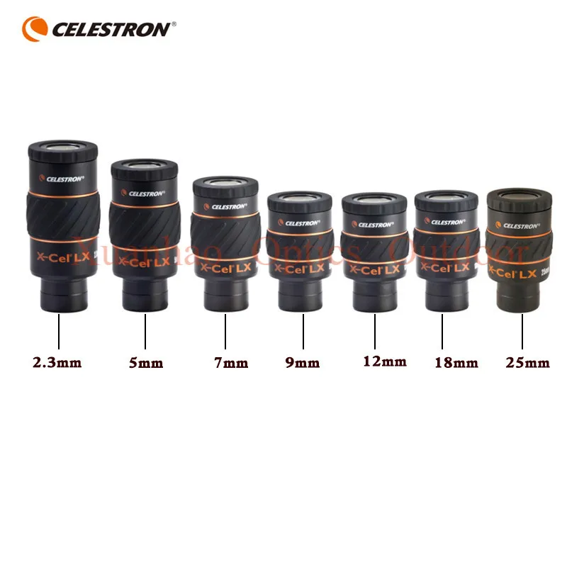 Celestron-Wide Angle-High-Definition Large Caliber Telescope Eyepiece, X-Cel Lx, 2.3mm, 5mm, 7mm, 9/ 12mm, 18mm, 25mm, 1.25 Inch