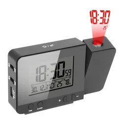 Desk Table Led Clock Projection Alarm Clock Indoor Temperature Humidity Multifunction Digital Date Snooze Function