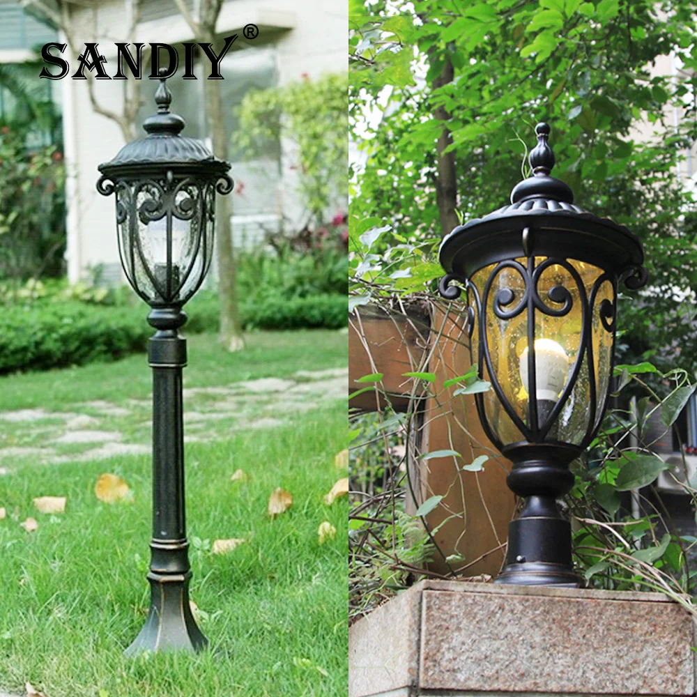 Luces verticales para exteriores, lámpara de poste de puerta europea, impermeable, iluminación de pilar de jardín, CA de 110V, 220V, máx. 100W