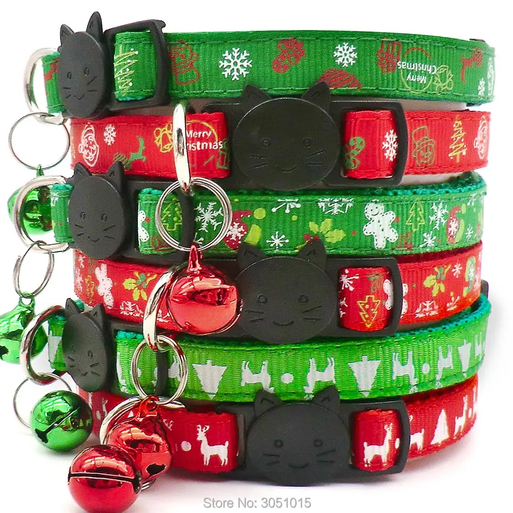 Hebilla de seguridad de 24 piezas para mascotas, Collar de Navidad para cachorros, gatitos, collares para mascotas, decoración de Navidad para gato, venta al por mayor